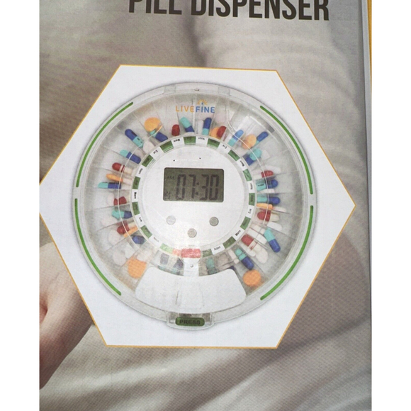 LiveFine Automatic Pill Dispenser Alerts w/Sounds & Lights 28 Days Medication - Picture 2 of 4